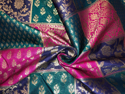 Silk Brocade fabric multi colour jacquard 44" wide BRO1071 available in 8 different color combinations[BRO1071[1-8]]