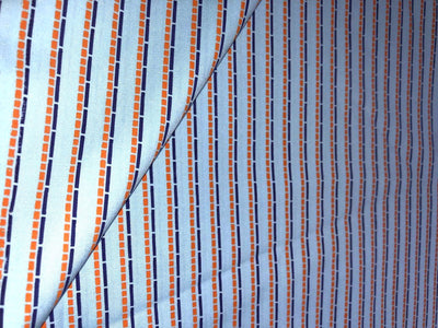 100% Cotton Poplin 58" blue with royal blue and orange stripes [17561]