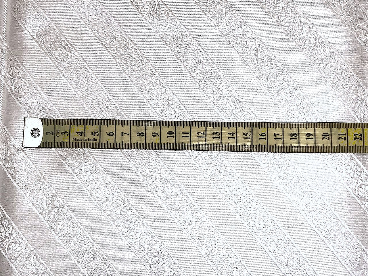 Silk Brocade fabric white ivory horizontal paisley stripes BRO1086[1]