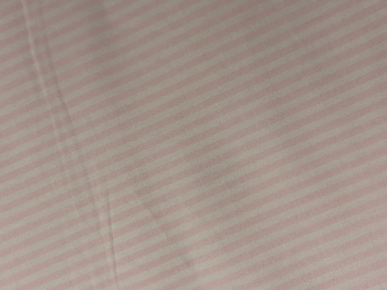 100% Cotton Poplin 58" wide pastel pink 3mm stripes running horizontal by the yard [17621]