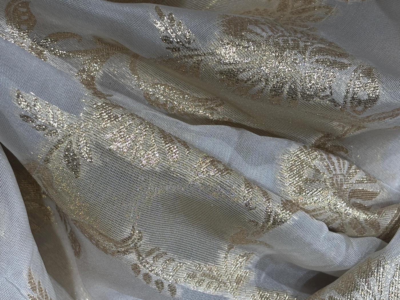 NYLON tissue with jacquard fabric  44"~wide available in 2 designs floral and scallop with motif [17442/551]