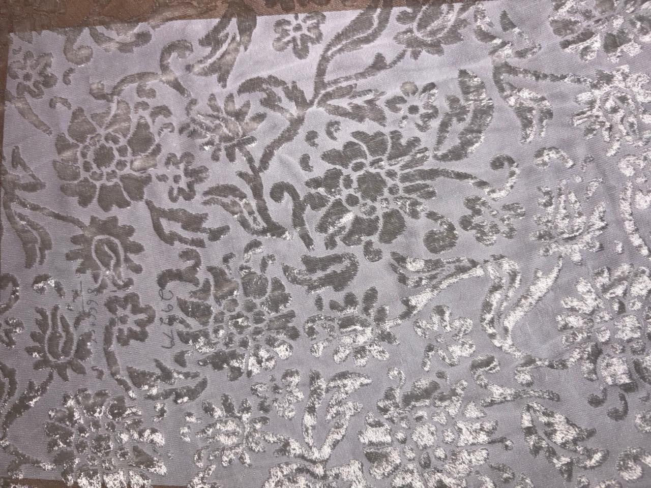 White Devore Polyester Viscose Burnout Velvet fabric ~ 44" wide available in 3 designs floral vines, abstract rose and floral [18291/92/93]