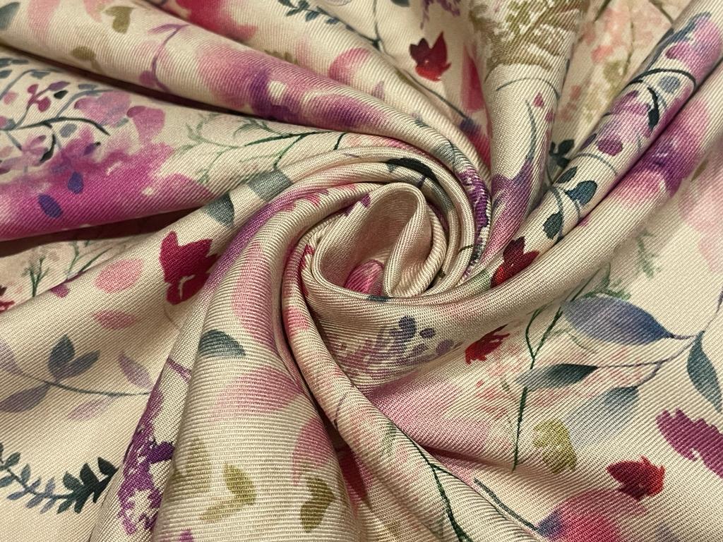 FASHMINA printed fabric 44"available in 4 colors and designs [creams/pinks/greys/purple]