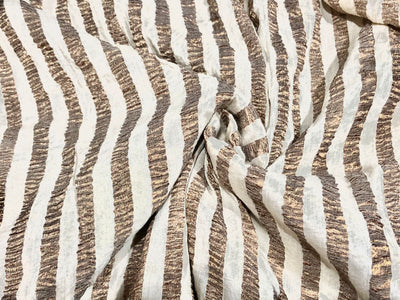 SILK  Crushed MUGA SILK TISSUE STRIPES available in 2 colors  ANTIQUE GOLD and SILVER