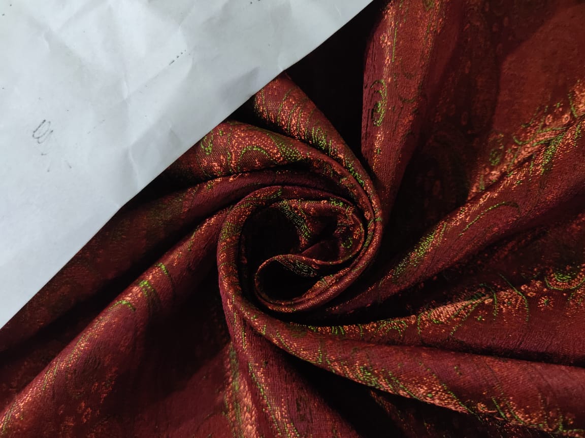 BROCADE FABRIC RUST ORANGE X GREEN COLOR 44" wide BRO109[3]