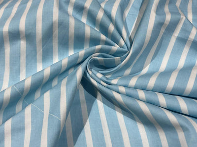 100% Cotton Poplin STRIPES  58" wide AVAILABLE IN 4 COLORS bright blue/sky blue/pink and baby blue