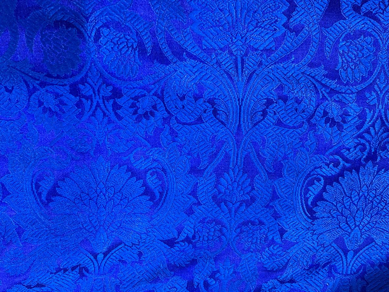 Silk Brocade fabric royal blue and blue floral   jacquard BRO1000[5]