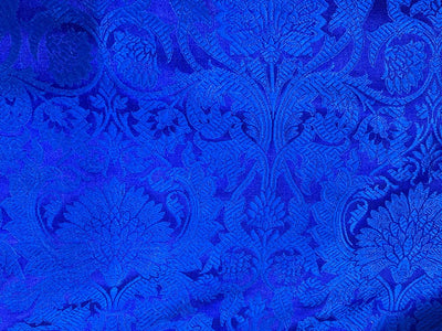 Silk Brocade fabric royal blue and blue floral   jacquard BRO1000[5]