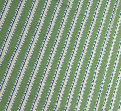 100% Cotton Poplin 56" wide  green ,blue , yellow stripes  [18268]