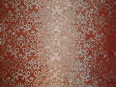 Silk Brocade Fabric Orange x Gold Color 44" wide Bro265[3]