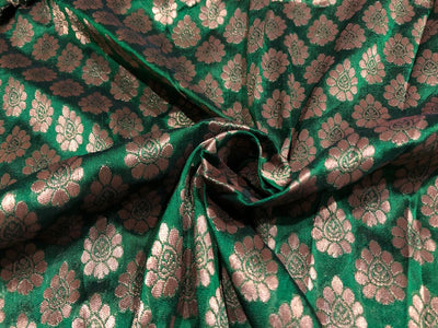 Brocade Fabric green with gold motif jacquard BRO421[4]