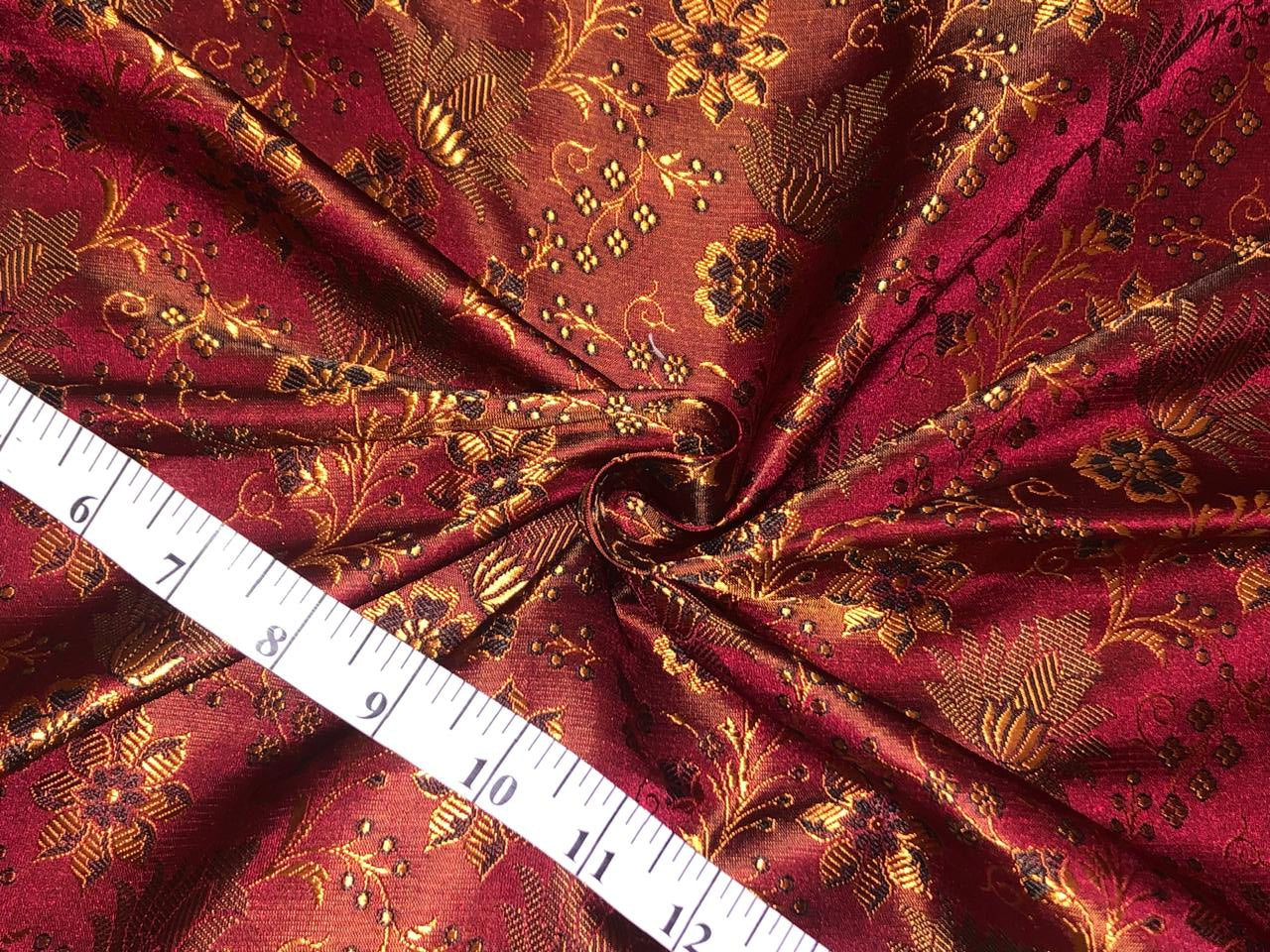 Silk Brocade fabric burgundy floral   jacquard BRO1087[3]