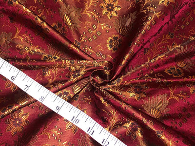 Silk Brocade fabric burgundy floral   jacquard BRO1087[3]
