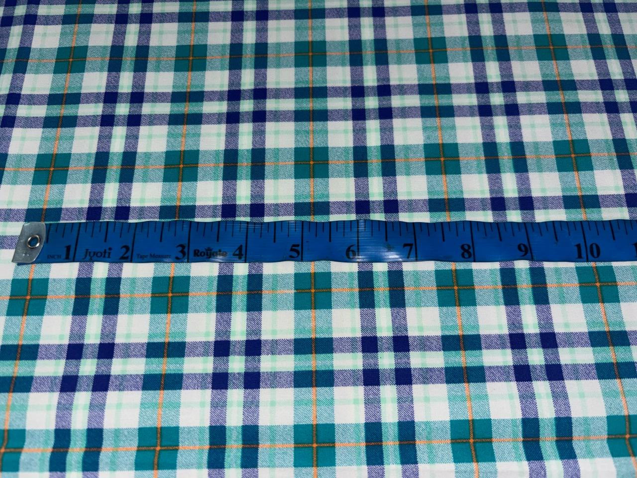 100% Cotton POPLIN  PLAIDS shades of white,teal,green,purple and mustard 58" [17213]