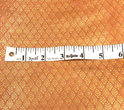Silk Brocade fabric peach with subtle gold metallic  intricate jacquard 44" wide BRO1097[3]