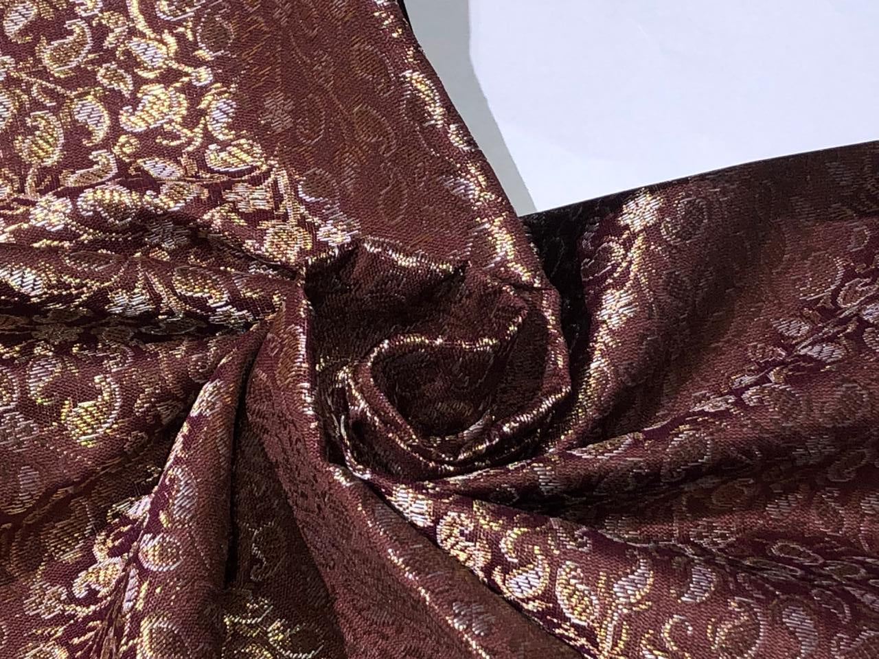 Silk Brocade fabric with subtle metallic gold jacquard available in 3 colors red , grey and burgandy  BRO989[4/5/6]