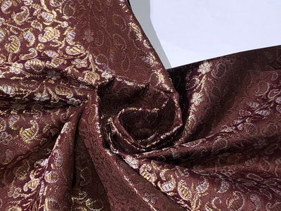 Silk Brocade fabric with subtle metallic gold jacquard available in 3 colors red , grey and burgandy  BRO989[4/5/6]