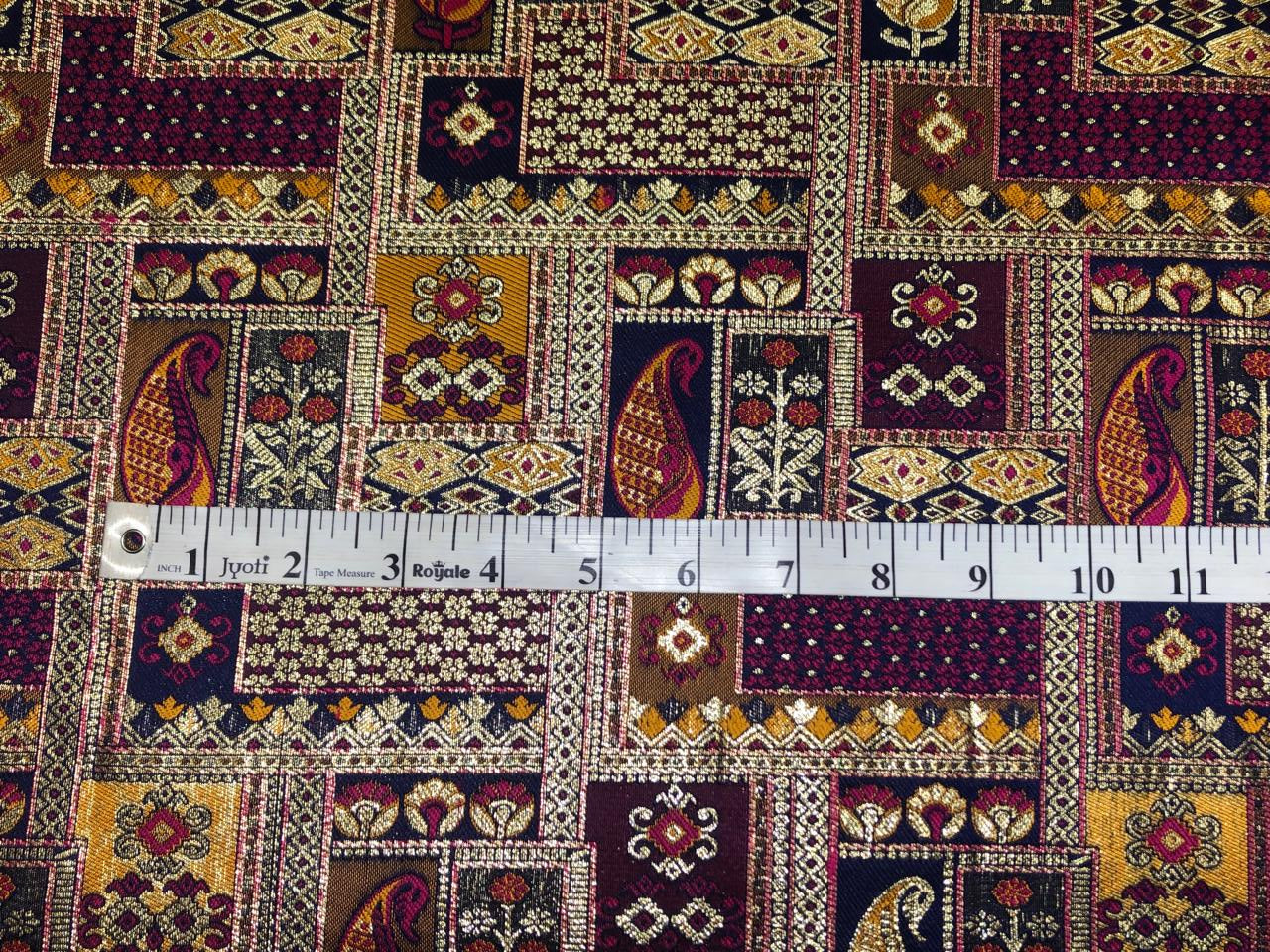 Silk Brocade fabric squares and rectangle motifs with intricate designs within available in pinks ,navy and deep bottle green  BRO1095