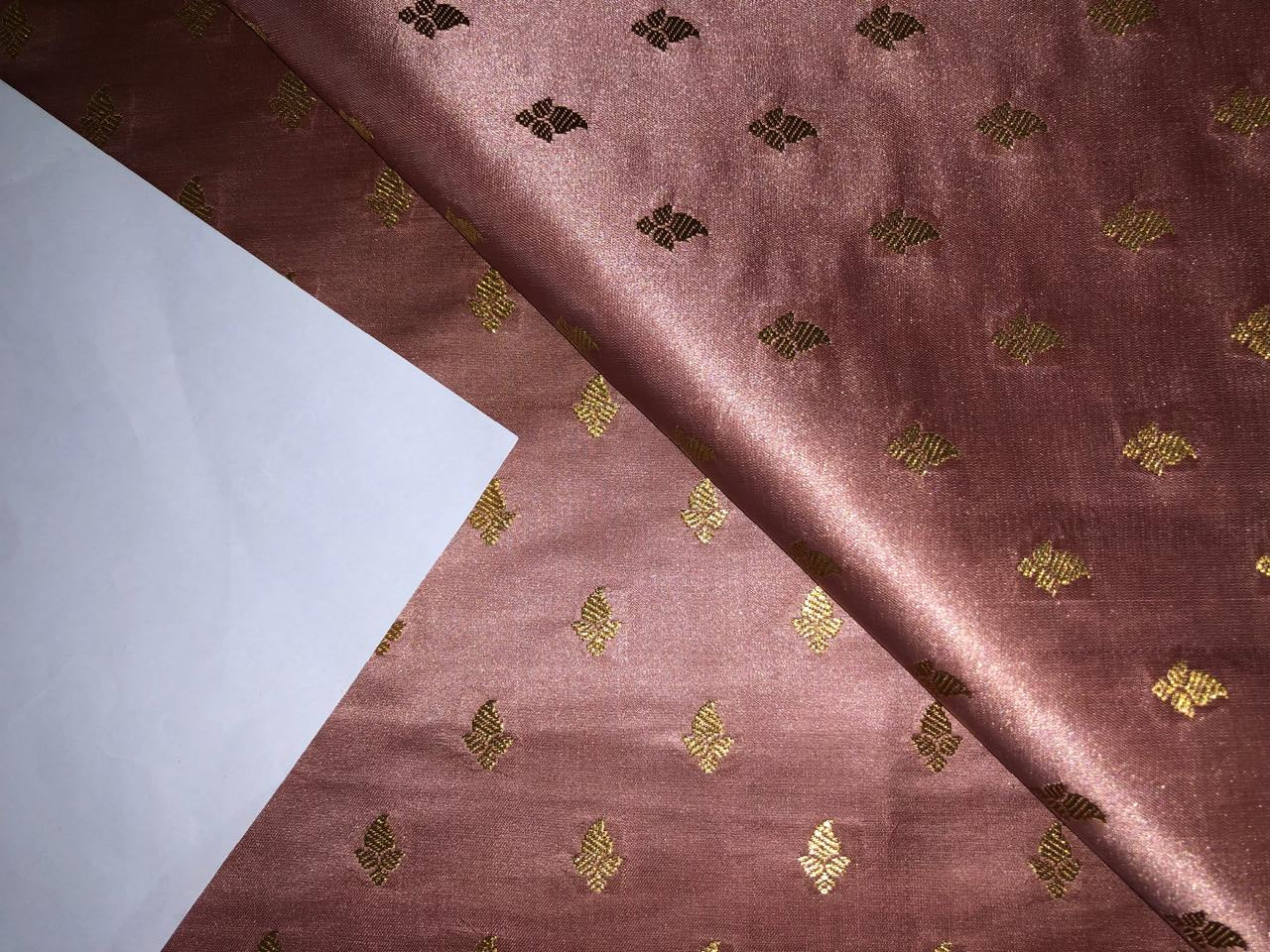 Silk Brocade fabric 44" wide DUSTY ROSE WITH METALIC GOLD  motifs BRO938[4]