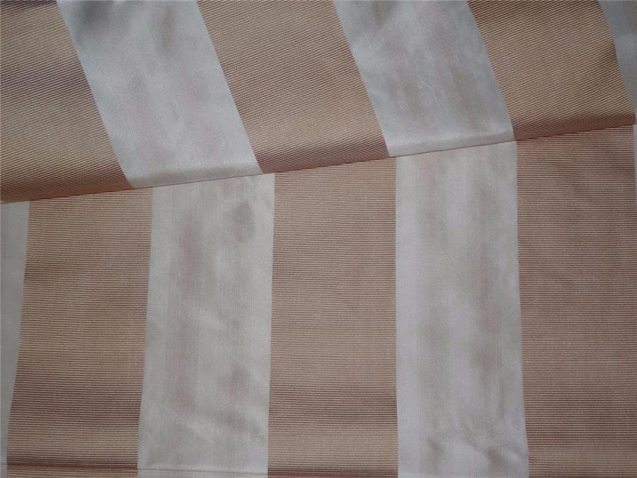 100% Pure Silk Taffeta Fabric Cream x Gold Satin colour Stripes 54" wide TAF#S139[14]