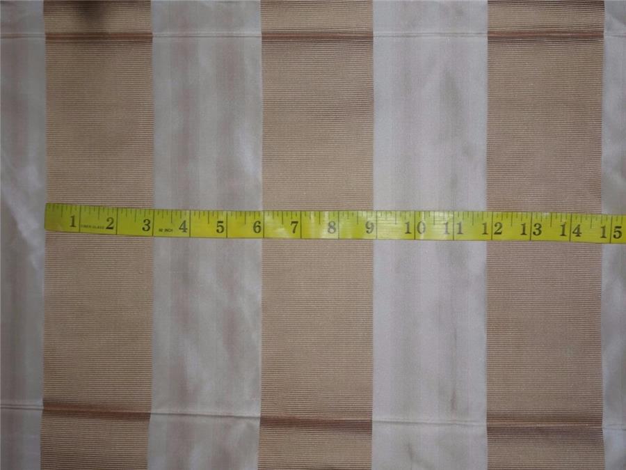 100% Pure Silk Taffeta Fabric Cream x Gold Satin colour Stripes 54" wide TAF#S139[14]