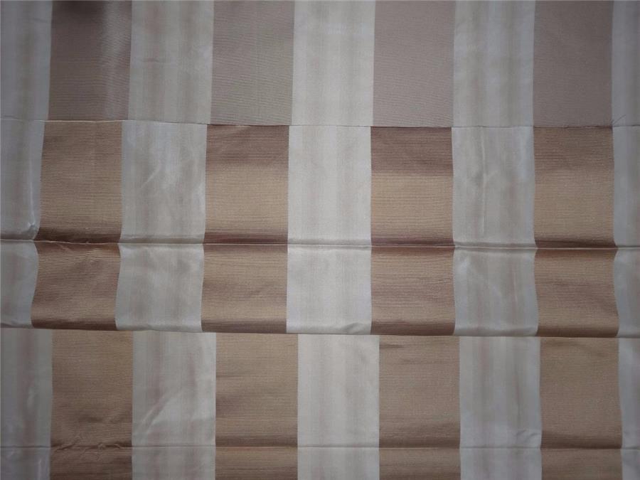 100% Pure Silk Taffeta Fabric Cream x Gold Satin colour Stripes 54" wide TAF#S139[14]