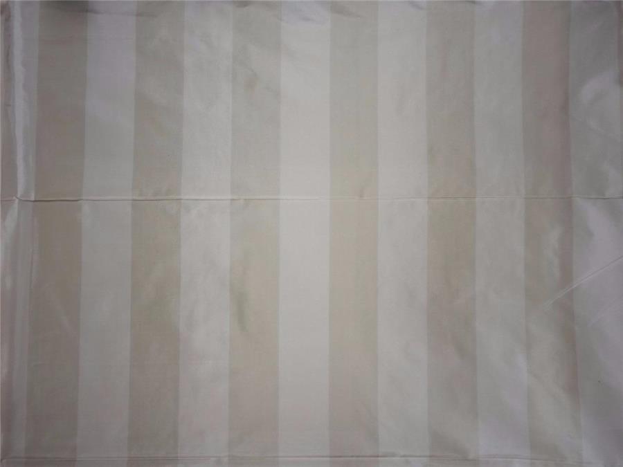 100% Pure Silk Taffeta Fabric Cream x Champagne colour Stripes 54''wid TAFS139[1]