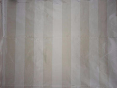 100% Pure Silk Taffeta Fabric Cream x Champagne colour Stripes 54''wid TAFS139[1]