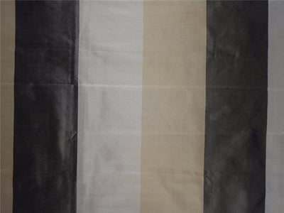 100% Pure Silk Taffeta Fabric Gold,Caremel,Charcoal Stripes 54" wide TAF#S139[11]