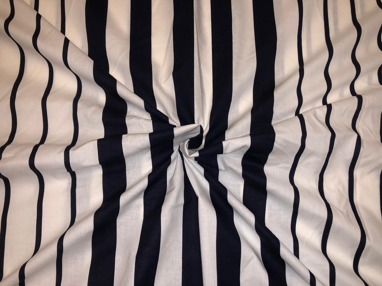 100% Cotton Poplin black white stripe  53" wide [18487]