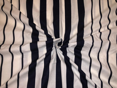 100% Cotton Poplin black white stripe  53" wide [18487]