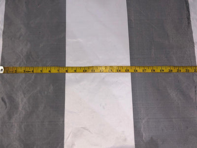 100% silk Taffeta grey and white ivory 7.75 inch Stripes Selvidge to Selvidge 54" long TAFS170