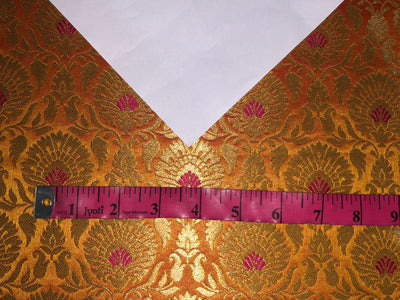 Brocade Fabric MANGO with floral Jacquard x metallic gold  Color 44" WIDE BRO979[2]