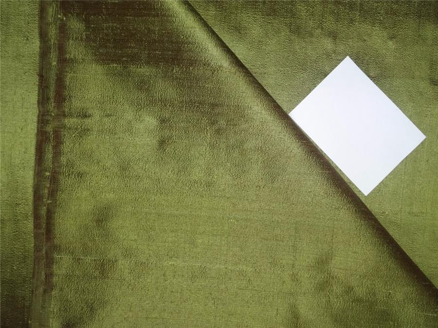 100% PURE SILK DUPIONI FABRIC GREEN X BROWN colour 44" wide WITH SLUBS MM74[1]