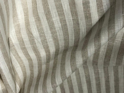 100% Linen stripe 60's Lea Fabric 58" cream and beige  stripe available in 1 inch  as well as 1 centimeter stripes [17221/22]