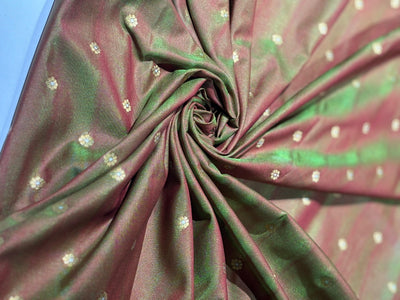 Silk Brocade fabric available in 3 colors two tone red x blue, two tone red x green and royal blue BRO1032