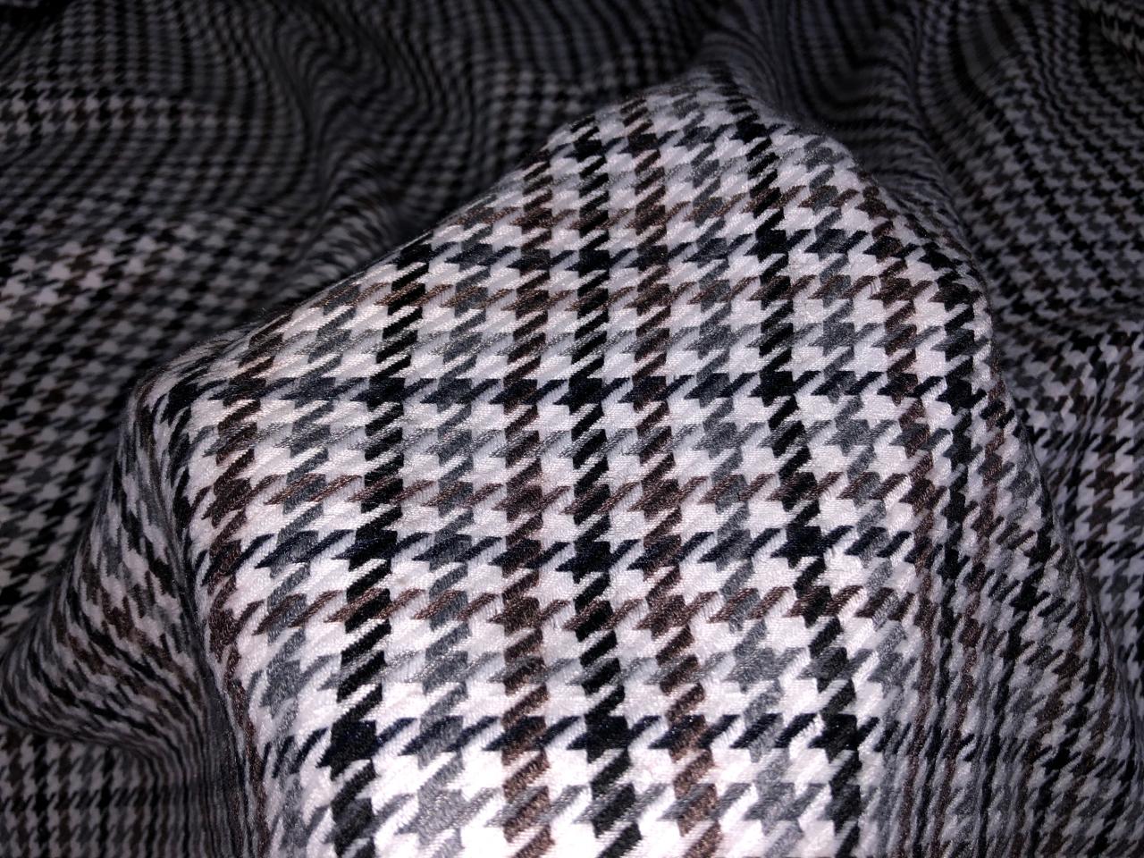 Acrylic Wool  fabric Houndstooth beige, grey, white and black [16880]