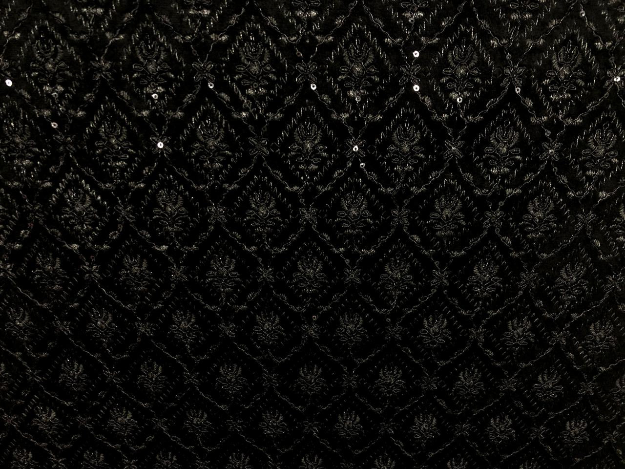 Brocade Velvet Embroidered fabric black color 60" wide 2 styles a black and silver and black with sequence BRO1088
