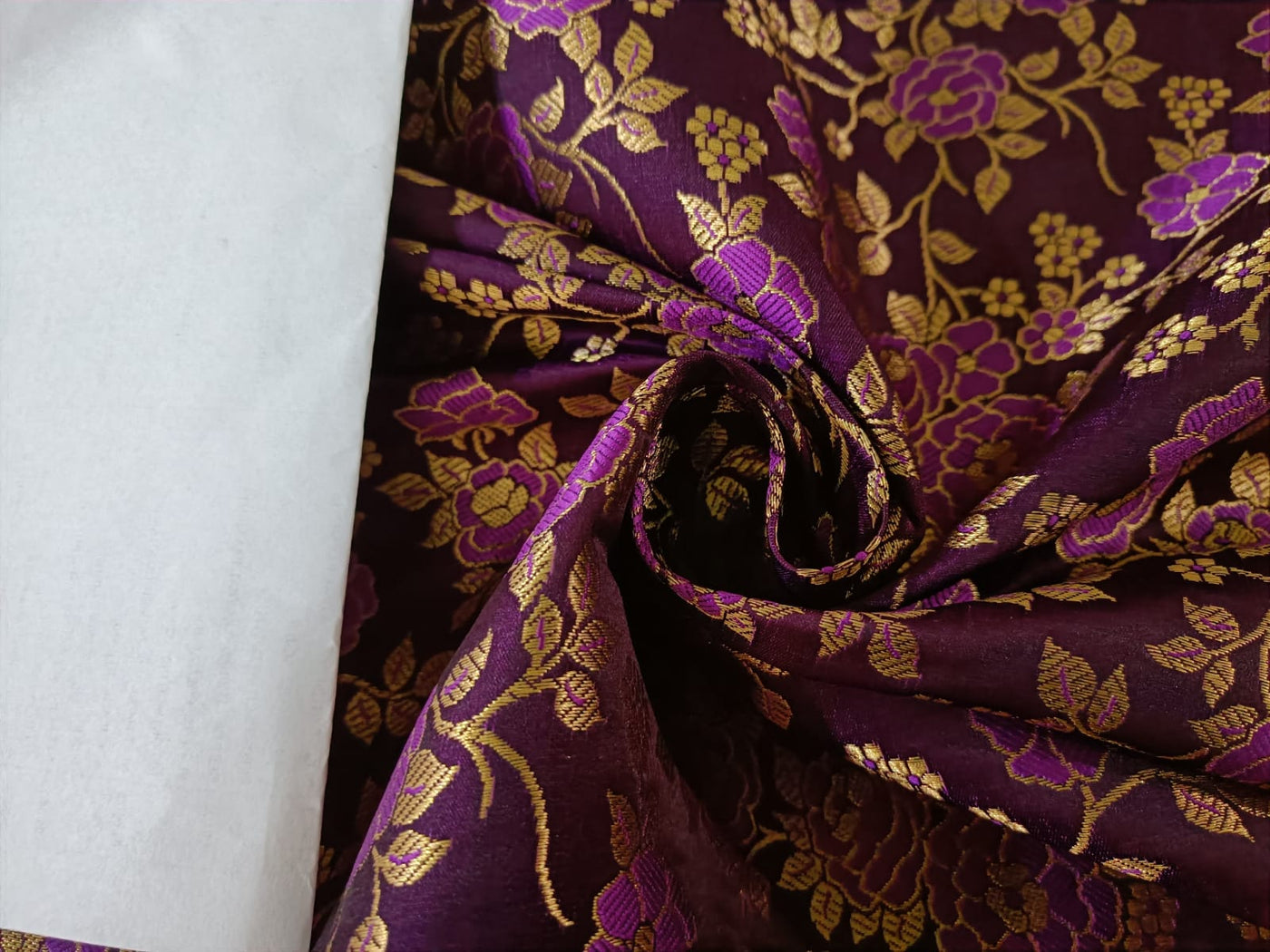 Silk Brocade fabric available in 3 colors egg plant, ink blue and green color 44" WIDE BRO899[1,2.3]