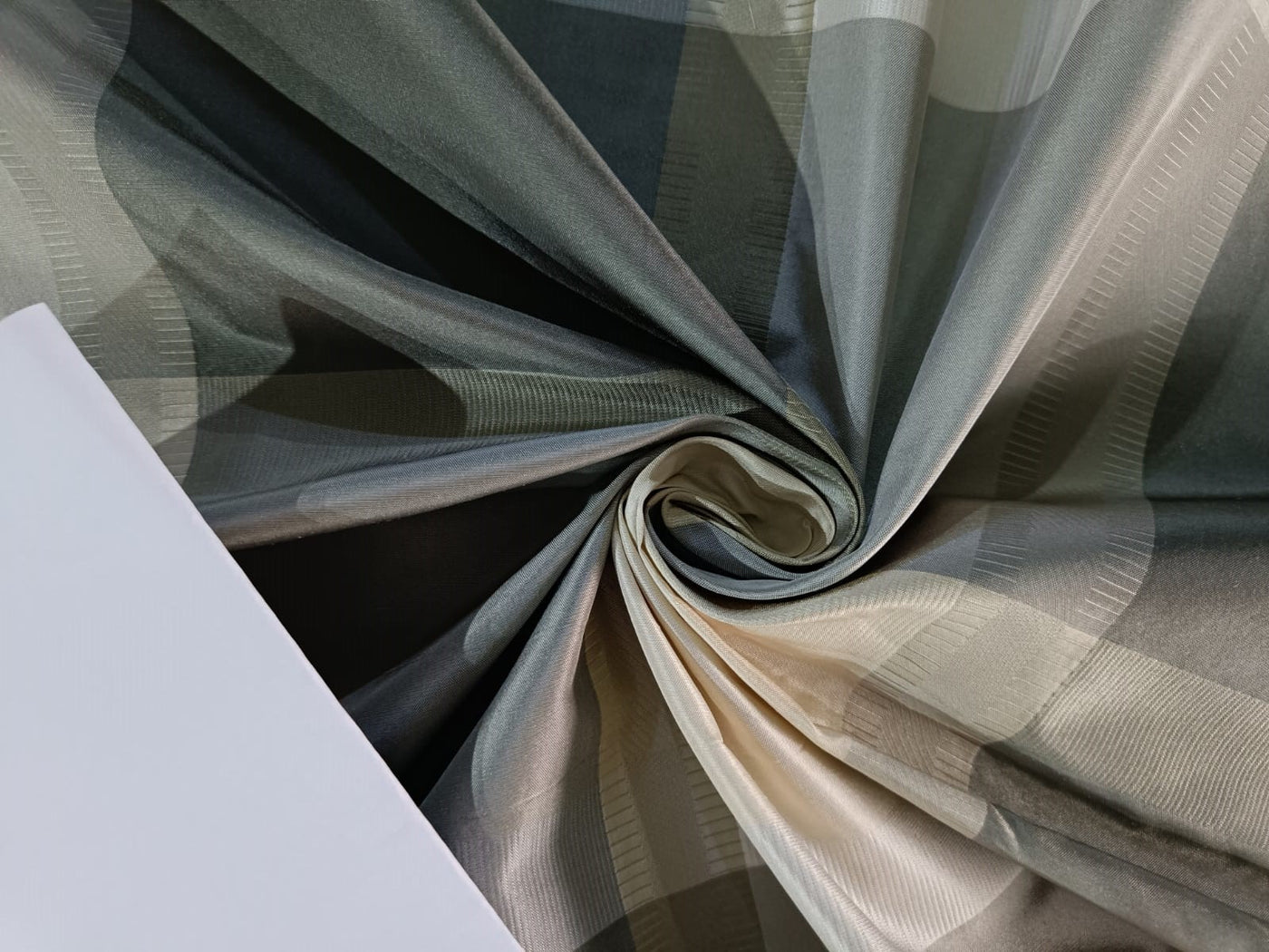 100%silk taffeta fabric gold/silver grey /cream ribbed satin plaids 54" wide TAFC54[1]