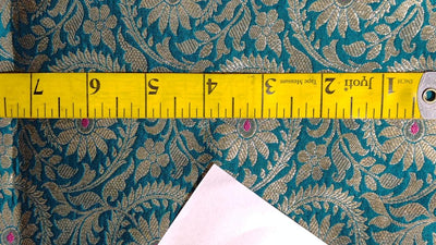 Silk Brocade Fabric  jacquard 44" wide  BRO974A available in 3 colors peacock green/deep olive and pink x orange