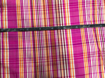 100% silk dupion  Plaids fabric pink, mango and white DUPNEWC30[1]
