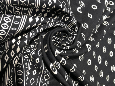 Premium Viscose Rayon fabric black and white 58" wide ,has a 12"border at the bottom [17586]