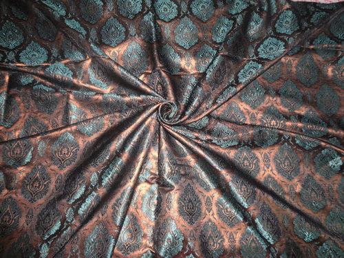 brocade fabric-blue/black/copper mettalic color 44" wide BRO271[4]