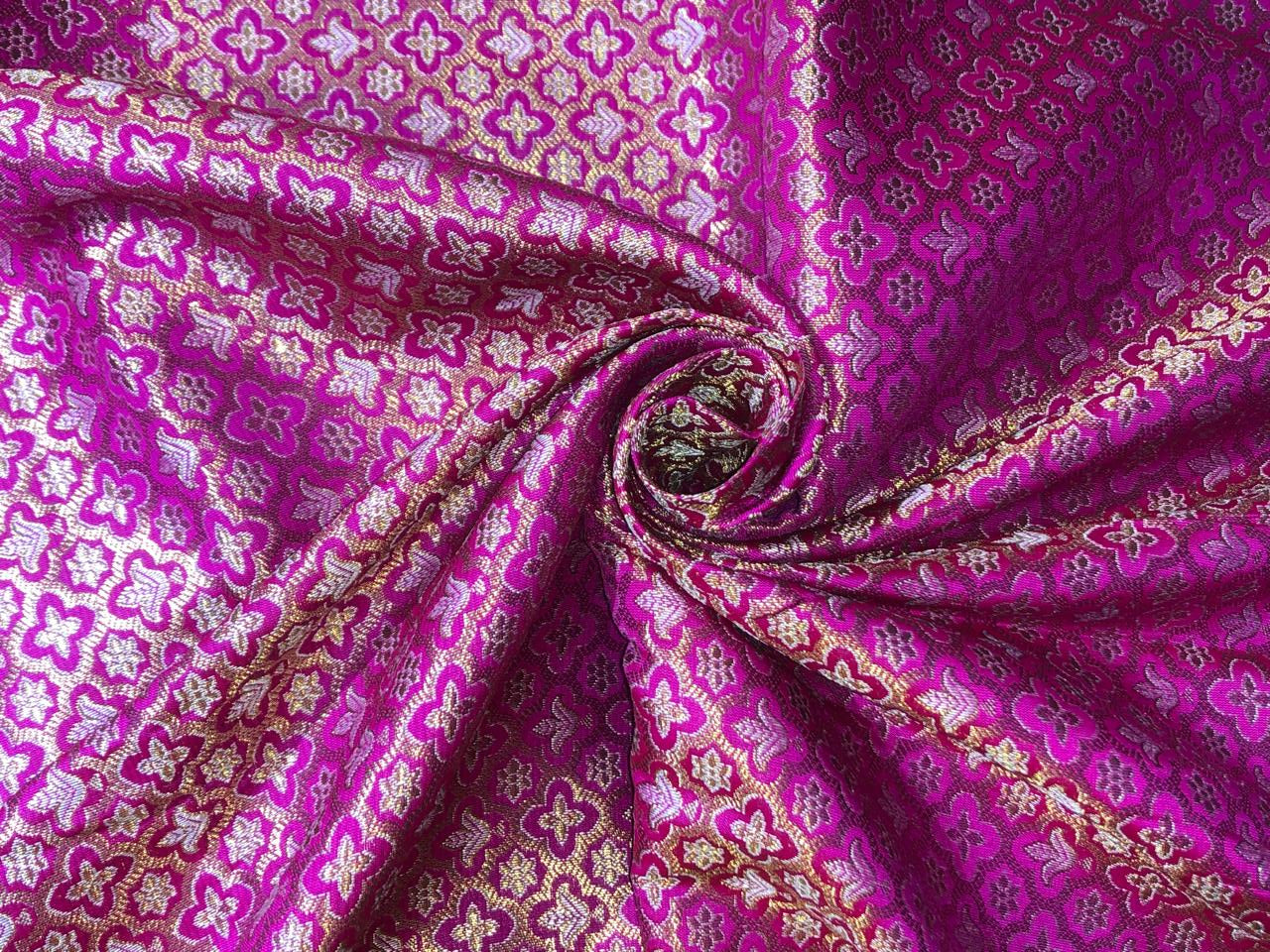 Brocade Fabric Jacquard x metallic gold Gold Color 44" WIDE BRO977 available in 2 colors bright pink and red