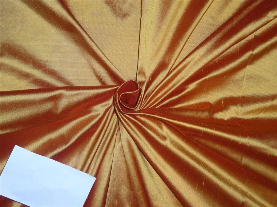 Pure SILK Dupioni FABRIC Gold x Red Sunset color 54" wide DUP31A[1]