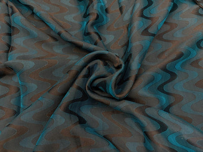 100% Silk Crepe Jacquard Fabric – Two-Tone Finish in Teal,Navy & Green/Burgundy & Red/Gold  44” Wide  16 Momme [18369/70/71]