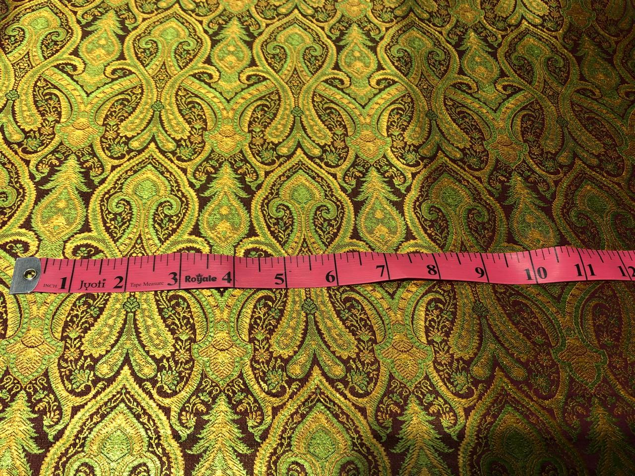 Silk Brocade fabric 44"bright paisley  jacquard available in 4 colors pink/blue/gold , mango/pink/green ,burgundy/green/gold and ink blue/teal/red   BRO1045