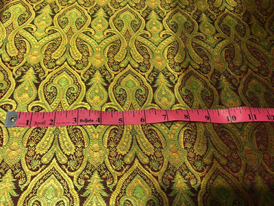 Silk Brocade fabric 44"bright paisley  jacquard available in 4 colors pink/blue/gold , mango/pink/green ,burgundy/green/gold and ink blue/teal/red   BRO1045