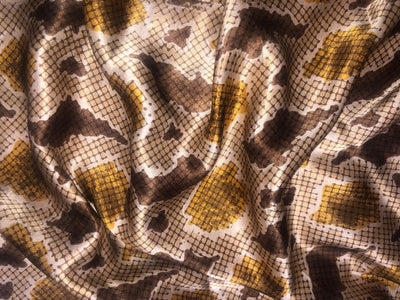 100% Pure Silk Satin 80 grams 54"Wide Fabric abstract print  available in 2 colors black and brown  [18285/86]